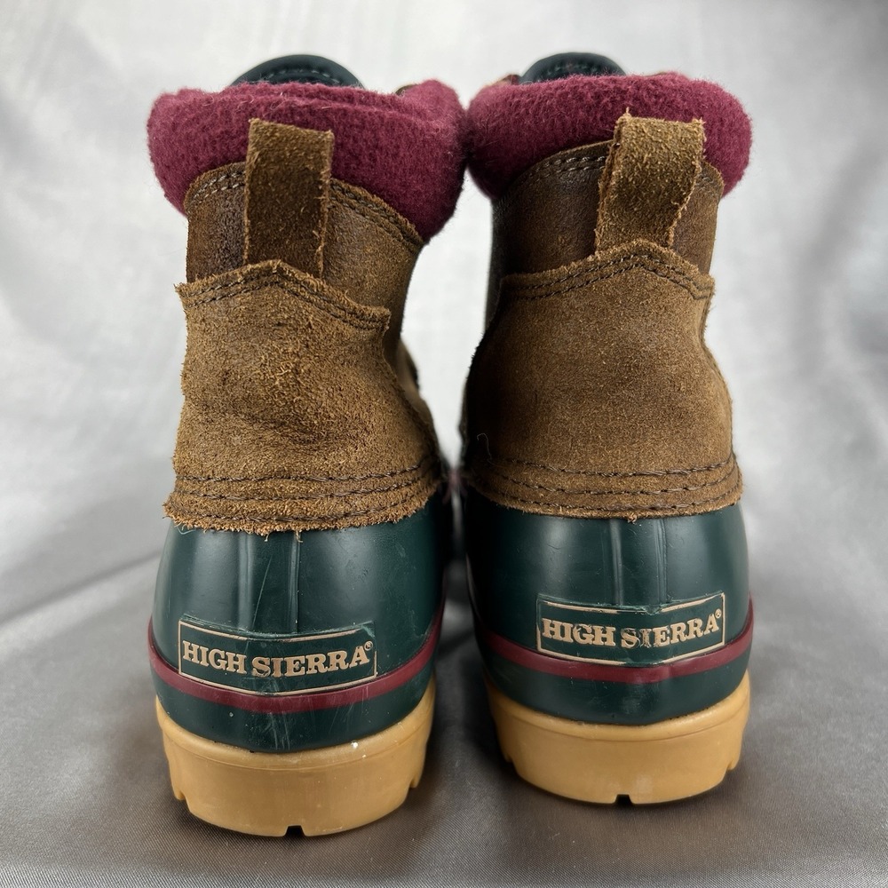 High Sierra "Peak" Duck Boots‎ Women's 10 Green Cranberry Leather Thermolite Y2K - Picture 8 of 16